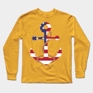 Red, White and Blue Anchor. Long Sleeve T-Shirt